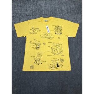 NWT Round Two Dino Tee Shirt Men's Small Lime Yellow Graphic Print Short Sleeve